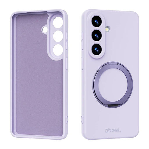ABEEL For Samsung Galaxy S25 Magnetic Case Kickstand Skin Touch Liquid Silicone Phone Cover - Purple - 1