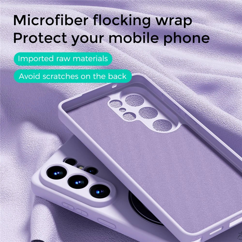 ABEEL For Samsung Galaxy S25+ Magnetic Case Kickstand Skin Touch Liquid Silicone Phone Cover - Purple - 3