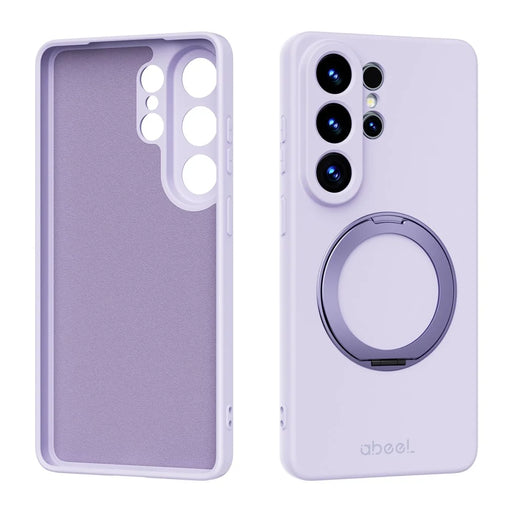 ABEEL For Samsung Galaxy S25 Ultra Magnetic Case Kickstand Skin Touch Liquid Silicone Phone Cover - Purple - 1