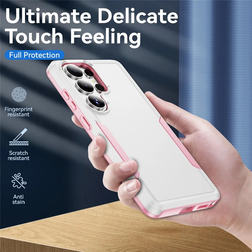 For Samsung Galaxy S26 Ultra Case PC + TPU Military Grade Drop Protective Phone Cover - White + Pink - 2