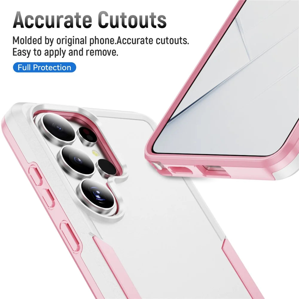 For Samsung Galaxy S26 Ultra Case PC + TPU Military Grade Drop Protective Phone Cover - White + Pink - 5