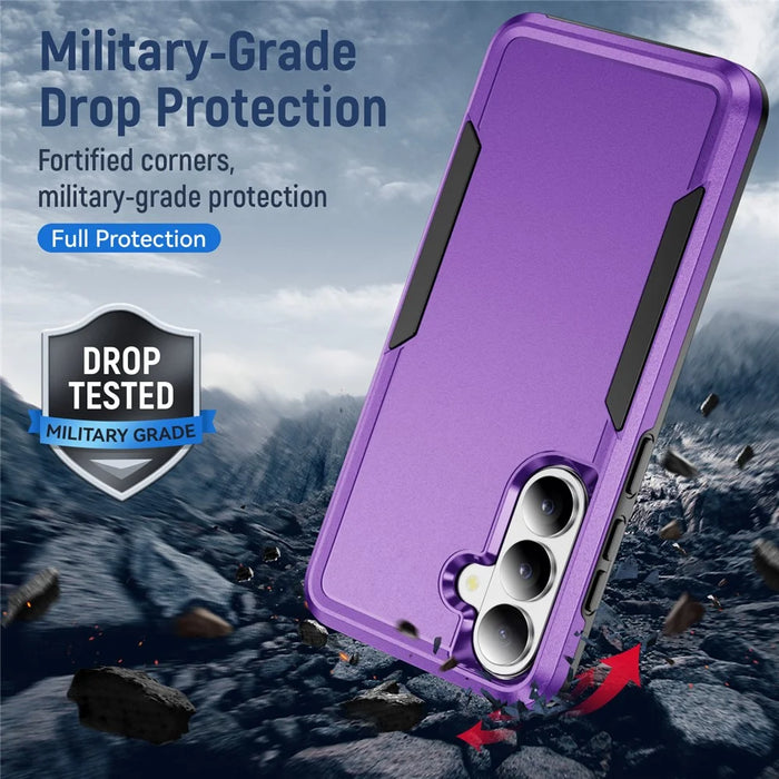 For Samsung Galaxy S26 Case PC + TPU Military Grade Drop Protective Phone Cover - Purple + Black - 3
