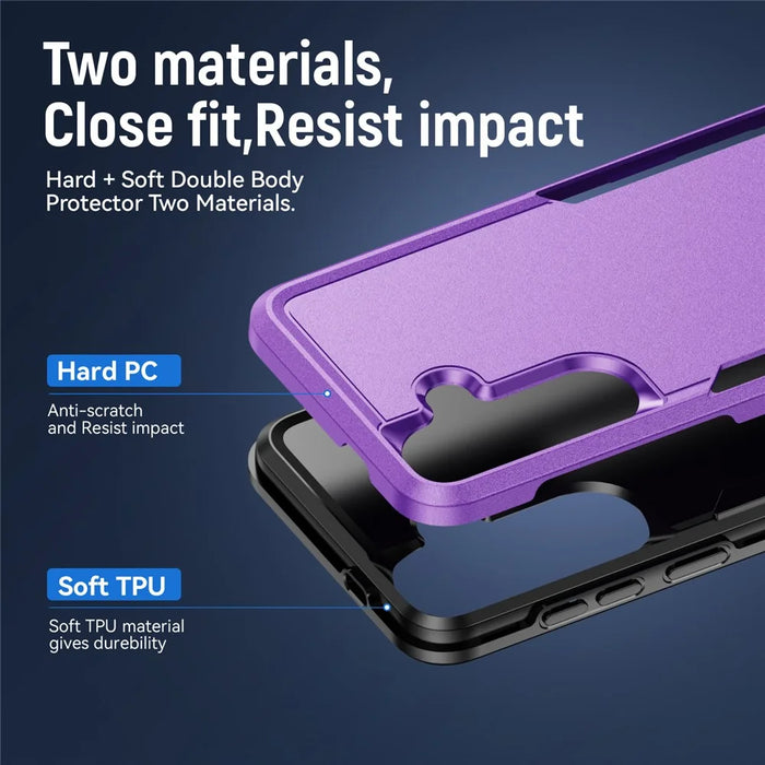 For Samsung Galaxy S26 Case PC + TPU Military Grade Drop Protective Phone Cover - Purple + Black - 5