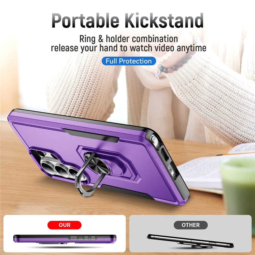 For Samsung Galaxy S26 Ultra Case Military Grade Ring Kickstand PC + TPU Phone Cover - Purple + Black - 4