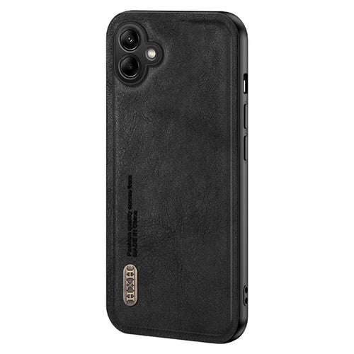 For Samsung Galaxy A08 5G / A08 4G / A07 4G Case Retro Texture Matte TPU + PU Leather Back Cover Support Magnetic Car Holder - Black - 1