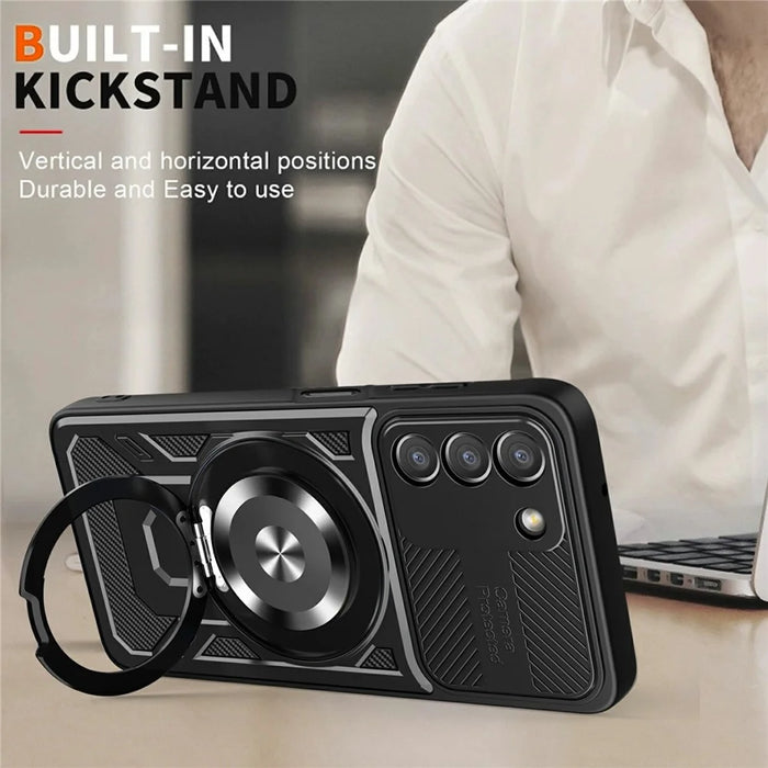 For Samsung Galaxy A57 5G Magnetic Case Rotating Kickstand TPU + PC Phone Cover - Black - 4