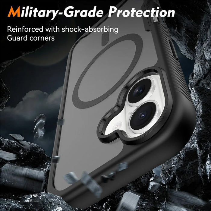 For iPhone 17 Magnetic Phone Case Detachable 2 in 1 Translucent Matte PC TPU Back Cover Compatible with MagSafe - Black - 3