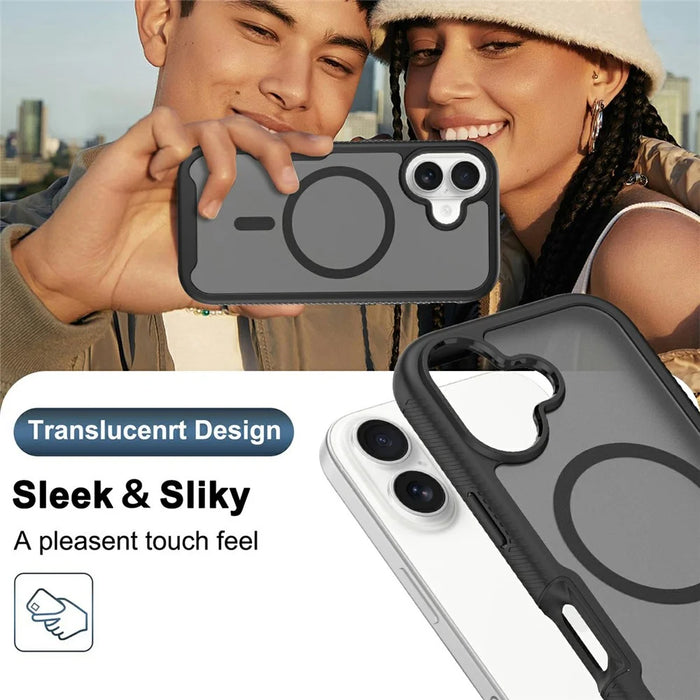 For iPhone 17 Magnetic Phone Case Detachable 2 in 1 Translucent Matte PC TPU Back Cover Compatible with MagSafe - Black - 5