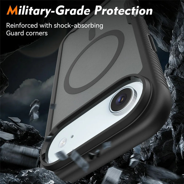 For iPhone Air Magnetic Phone Case Detachable 2 in 1 Translucent Matte PC TPU Back Cover Compatible with MagSafe - Black - 3
