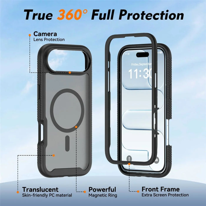 For iPhone Air Magnetic Phone Case Detachable 2 in 1 Translucent Matte PC TPU Back Cover Compatible with MagSafe - Black - 4