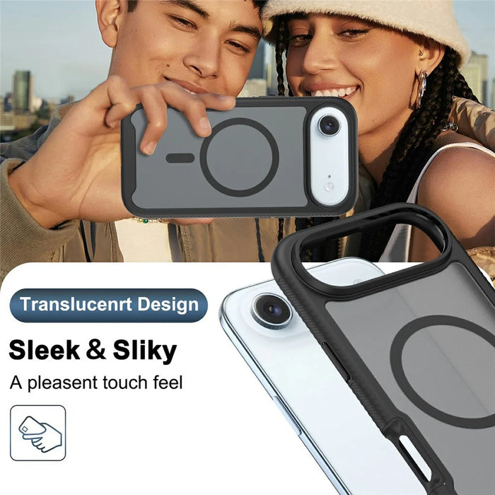 For iPhone Air Magnetic Phone Case Detachable 2 in 1 Translucent Matte PC TPU Back Cover Compatible with MagSafe - Black - 5