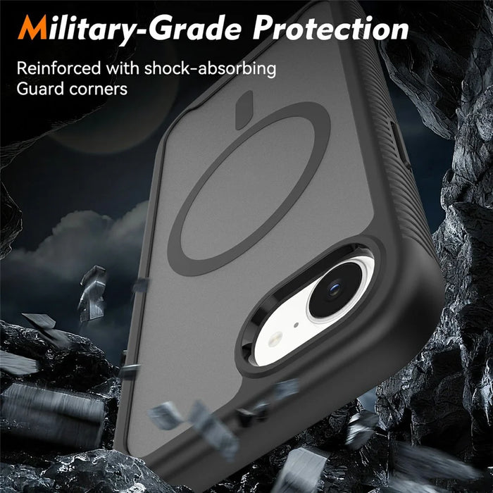 For iPhone 17e / 16e Magnetic Phone Case Detachable 2 in 1 Translucent Matte PC TPU Back Cover Compatible with MagSafe - Black - 3