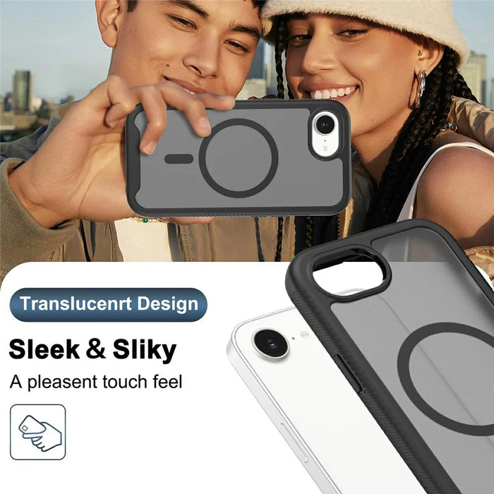 For iPhone 17e / 16e Magnetic Phone Case Detachable 2 in 1 Translucent Matte PC TPU Back Cover Compatible with MagSafe - Black - 5