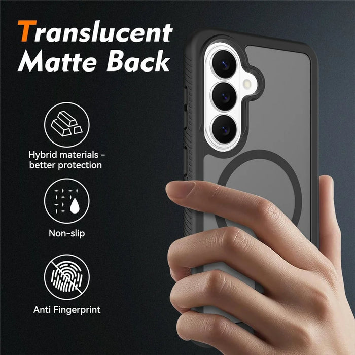 For Samsung Galaxy S26 Magnetic Phone Case Detachable 2 in 1 Translucent Matte PC TPU Back Cover - Black - 2