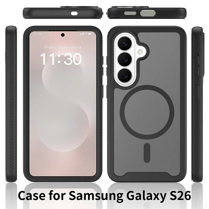 For Samsung Galaxy S26 Magnetic Phone Case Detachable 2 in 1 Translucent Matte PC TPU Back Cover - Black - 7