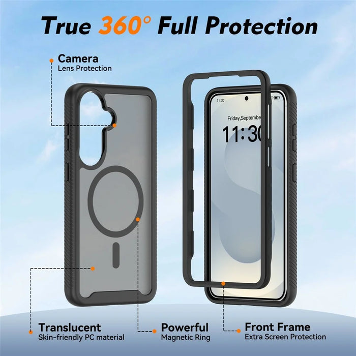 For Samsung Galaxy S26+ Magnetic Phone Case Detachable 2 in 1 Translucent Matte PC TPU Back Cover - Black - 4