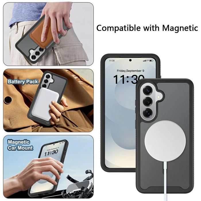 For Samsung Galaxy S26+ Magnetic Phone Case Detachable 2 in 1 Translucent Matte PC TPU Back Cover - Black - 6