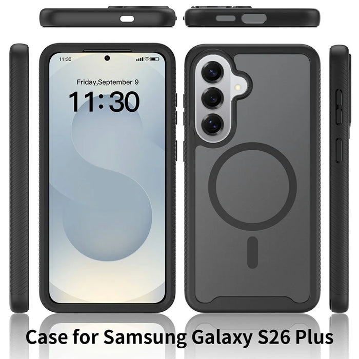 For Samsung Galaxy S26+ Magnetic Phone Case Detachable 2 in 1 Translucent Matte PC TPU Back Cover - Black - 7