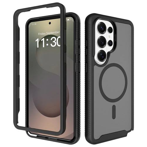 For Samsung Galaxy S26 Ultra Magnetic Phone Case Detachable 2 in 1 Translucent Matte PC TPU Back Cover - Black - 1