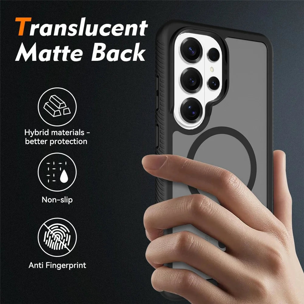 For Samsung Galaxy S26 Ultra Magnetic Phone Case Detachable 2 in 1 Translucent Matte PC TPU Back Cover - Black - 2