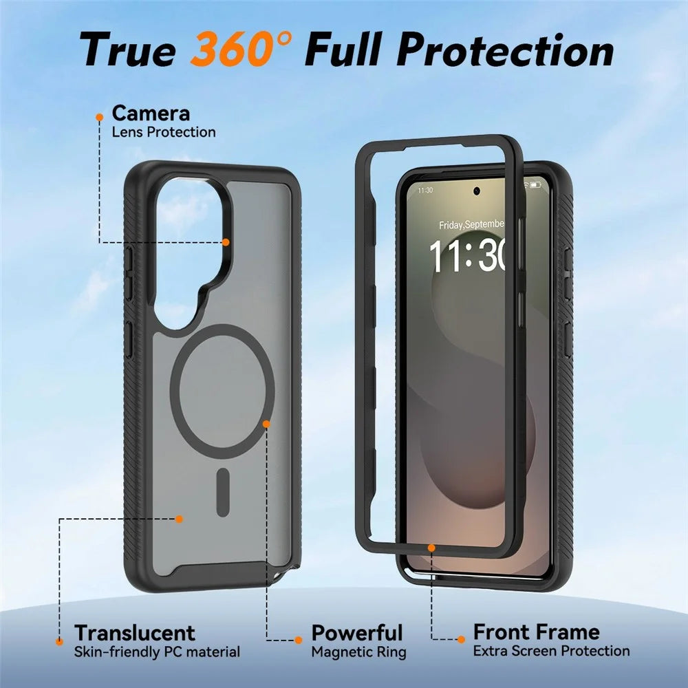 For Samsung Galaxy S26 Ultra Magnetic Phone Case Detachable 2 in 1 Translucent Matte PC TPU Back Cover - Black - 4