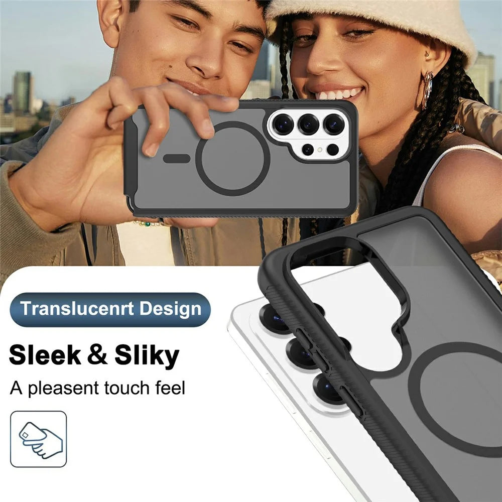 For Samsung Galaxy S26 Ultra Magnetic Phone Case Detachable 2 in 1 Translucent Matte PC TPU Back Cover - Black - 5