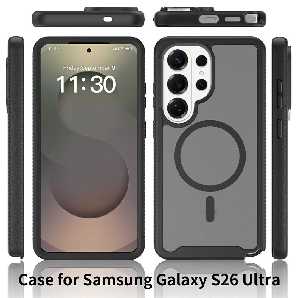 For Samsung Galaxy S26 Ultra Magnetic Phone Case Detachable 2 in 1 Translucent Matte PC TPU Back Cover - Black - 7