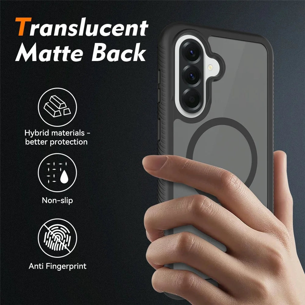 For Samsung Galaxy A57 5G Magnetic Phone Case Detachable 2 in 1 Translucent Matte PC TPU Back Cover - Black - 2