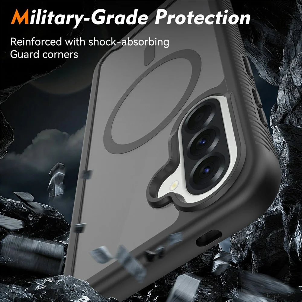 For Samsung Galaxy A57 5G Magnetic Phone Case Detachable 2 in 1 Translucent Matte PC TPU Back Cover - Black - 3