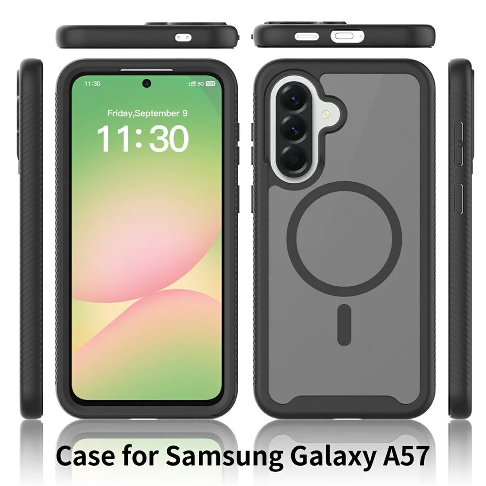 For Samsung Galaxy A57 5G Magnetic Phone Case Detachable 2 in 1 Translucent Matte PC TPU Back Cover - Black - 7