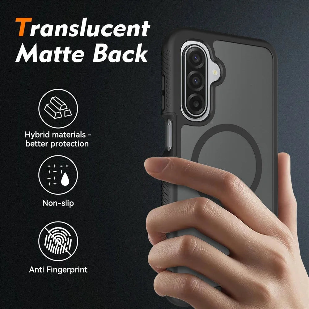 Magnetic Phone Case For Samsung Galaxy A17 4G  /  A17 5G Detachable 2 in 1 Translucent Matte PC TPU Back Cover - Black - 2