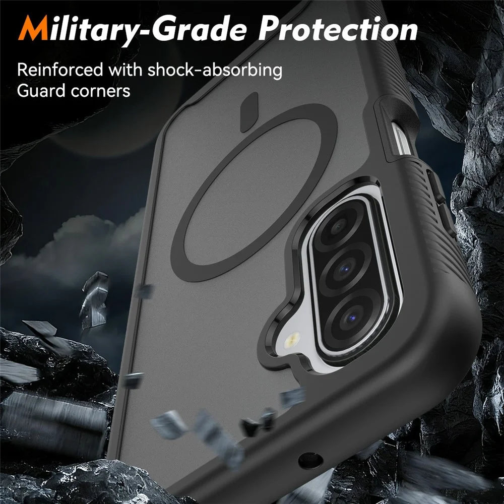 Magnetic Phone Case For Samsung Galaxy A26 5G  /  A16 5G  /  A16 4G Detachable 2 in 1 Translucent Matte PC TPU Back Cover - Black - 3