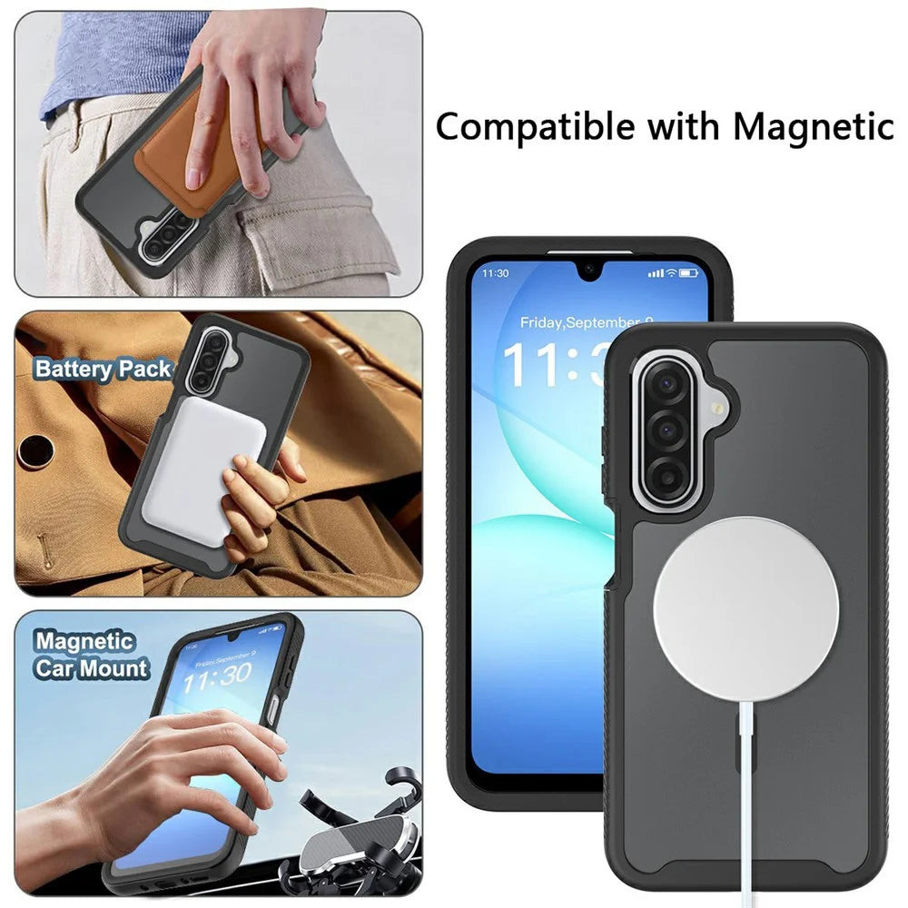 Magnetic Phone Case For Samsung Galaxy A26 5G  /  A16 5G  /  A16 4G Detachable 2 in 1 Translucent Matte PC TPU Back Cover - Black - 6