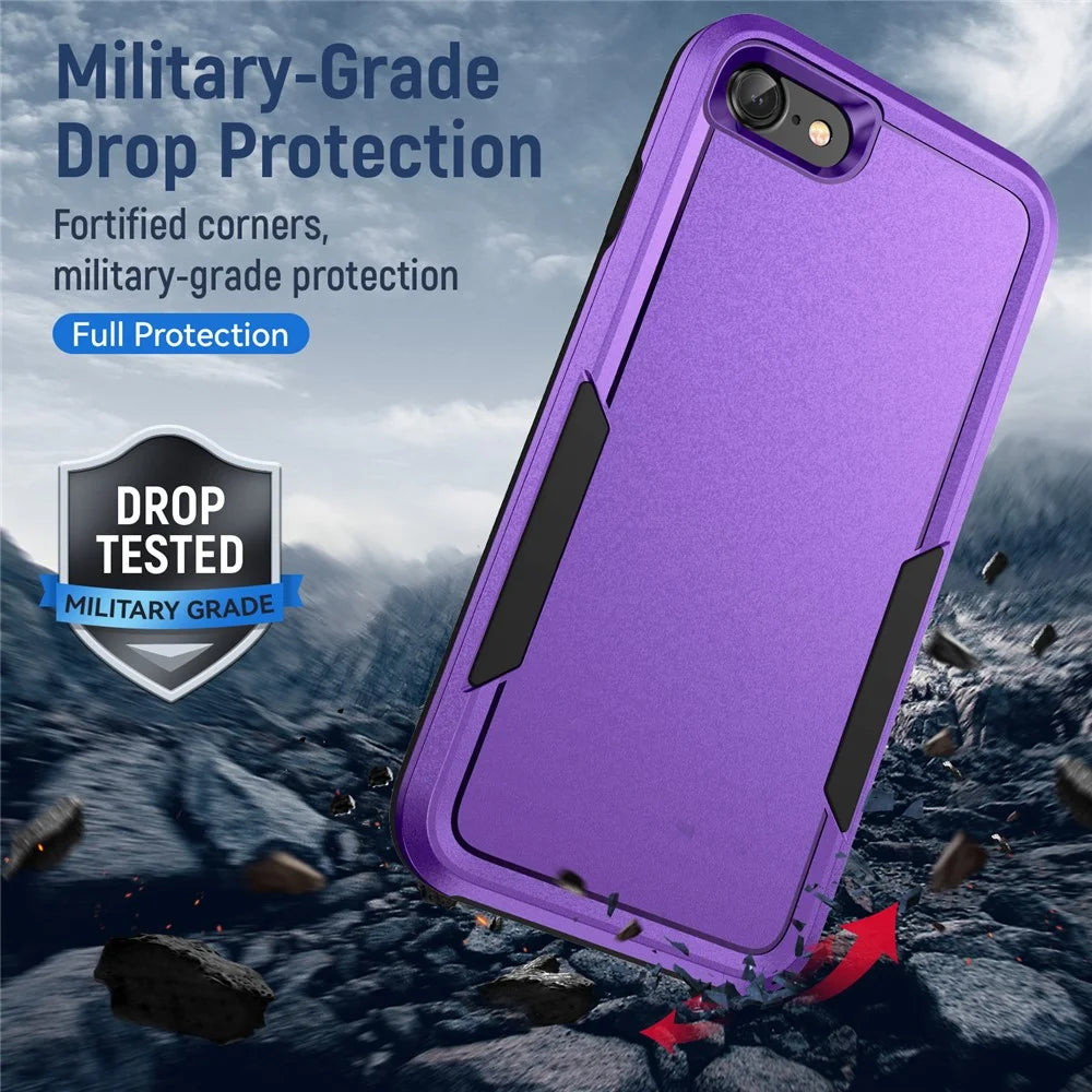For iPhone 17e / 16e Case PC + TPU Military Grade Drop Protective Phone Cover - Purple + Black - 3