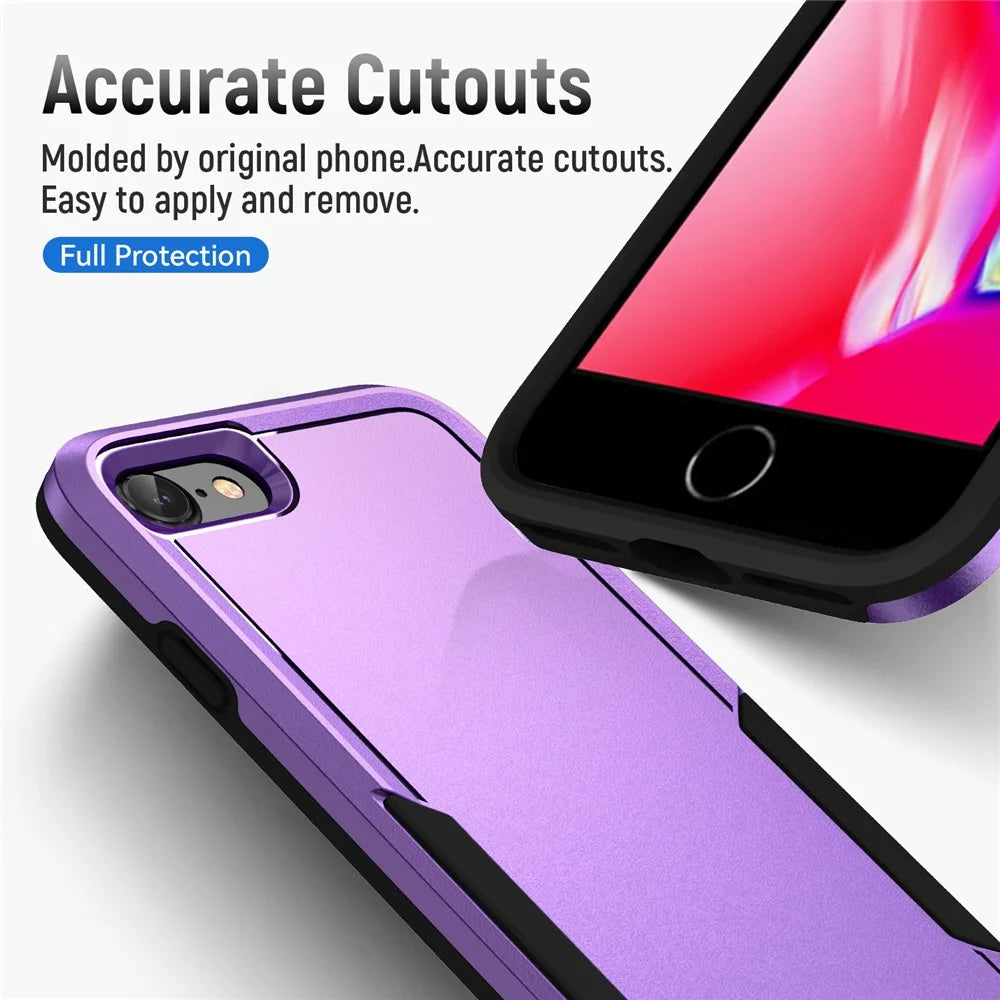 For iPhone 17e / 16e Case PC + TPU Military Grade Drop Protective Phone Cover - Purple + Black - 4