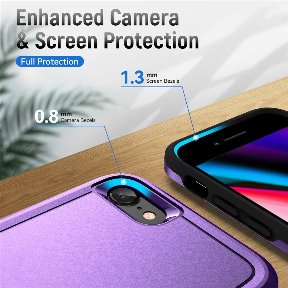 For iPhone 17e / 16e Case PC + TPU Military Grade Drop Protective Phone Cover - Purple + Black - 5