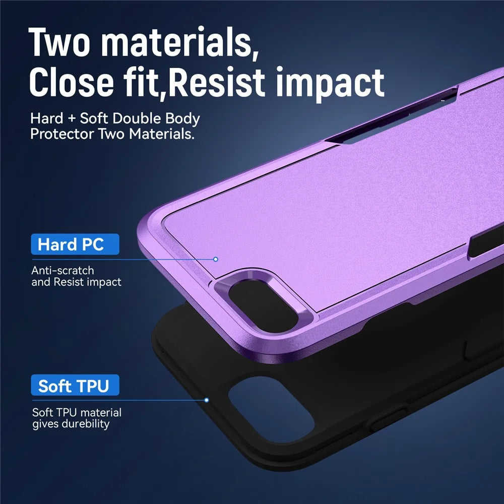 For iPhone 17e / 16e Case PC + TPU Military Grade Drop Protective Phone Cover - Purple + Black - 6