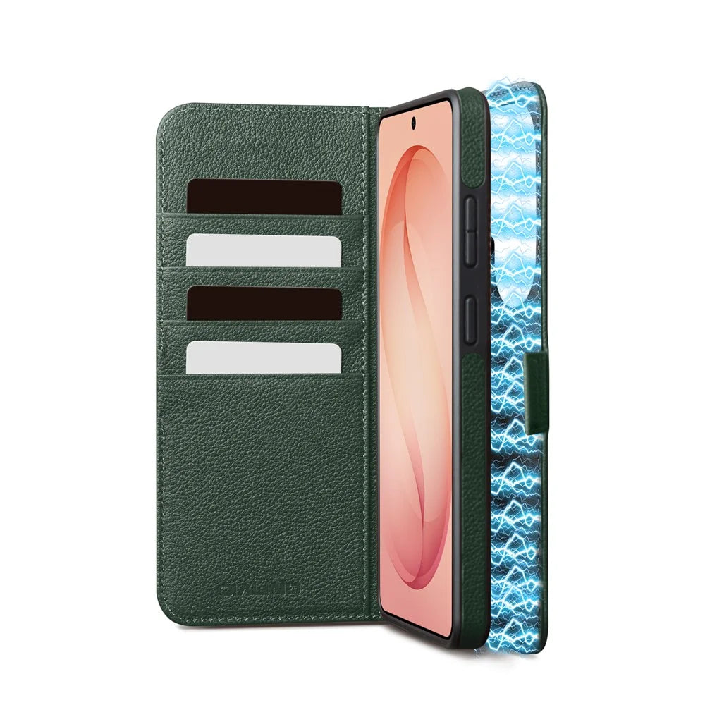 QIALINO For Samsung Galaxy S26 Ultra Magnetic Wallet Case Genuine Leather Detachable Flip Phone Cover - Black - 5