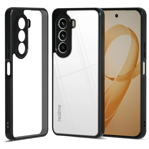 IBMRS For Realme P4x 5G Case Soft TPU Frame Hard PC Back Anti-Fall Phone Cover - Transparent Black - 1