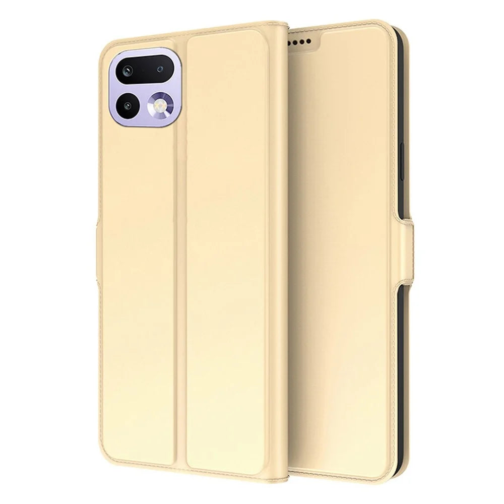 For Realme 16 Pro+ 5G Case Shockproof TPU Inner Shell Leather Phone Cover Card Slot - Gold - 1