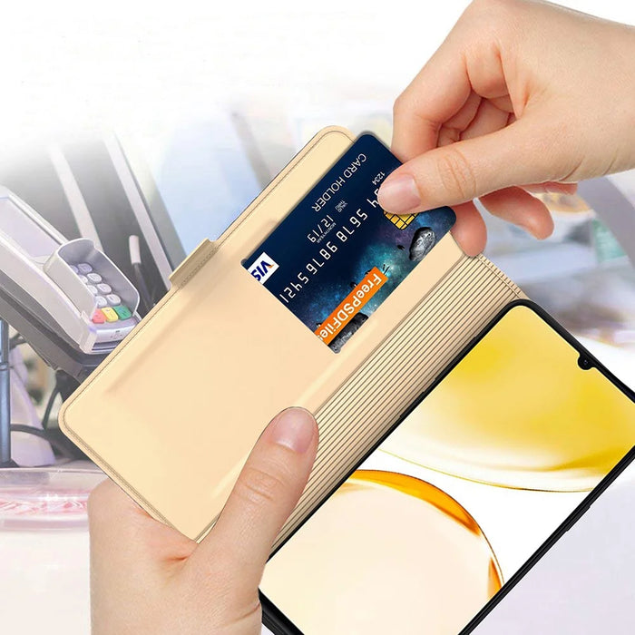 For Realme 16 Pro+ 5G Case Shockproof TPU Inner Shell Leather Phone Cover Card Slot - Gold - 5