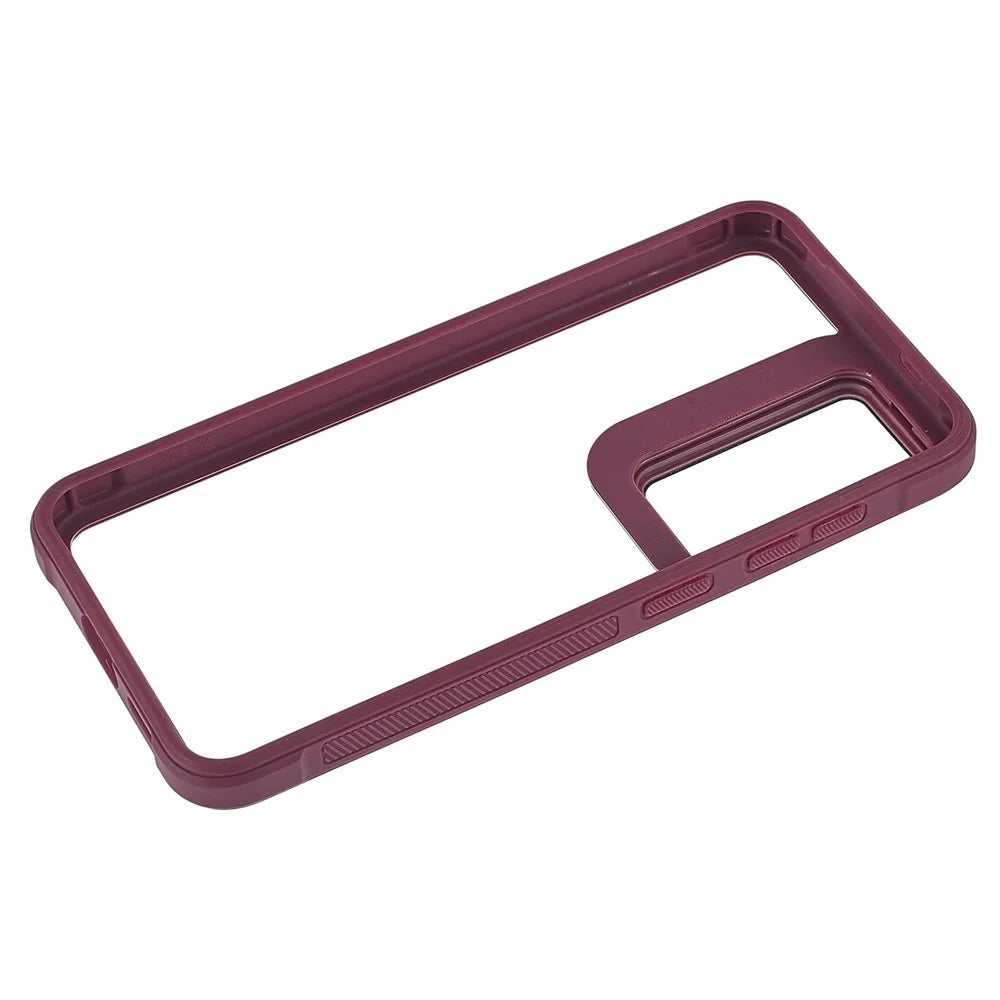 For Samsung Galaxy S26 Phone Case PC + TPU Clear Back Cover with Lens Cover Kickstand - Wine Red - 5