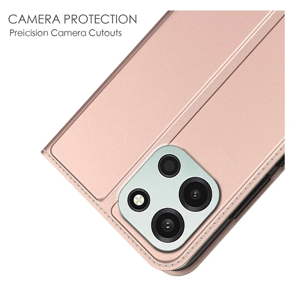 For OnePlus Turbo 6V 5G / Turbo 6 5G Case PU Leather Phone Cover with Card Holder Stand - Rose Gold - 5