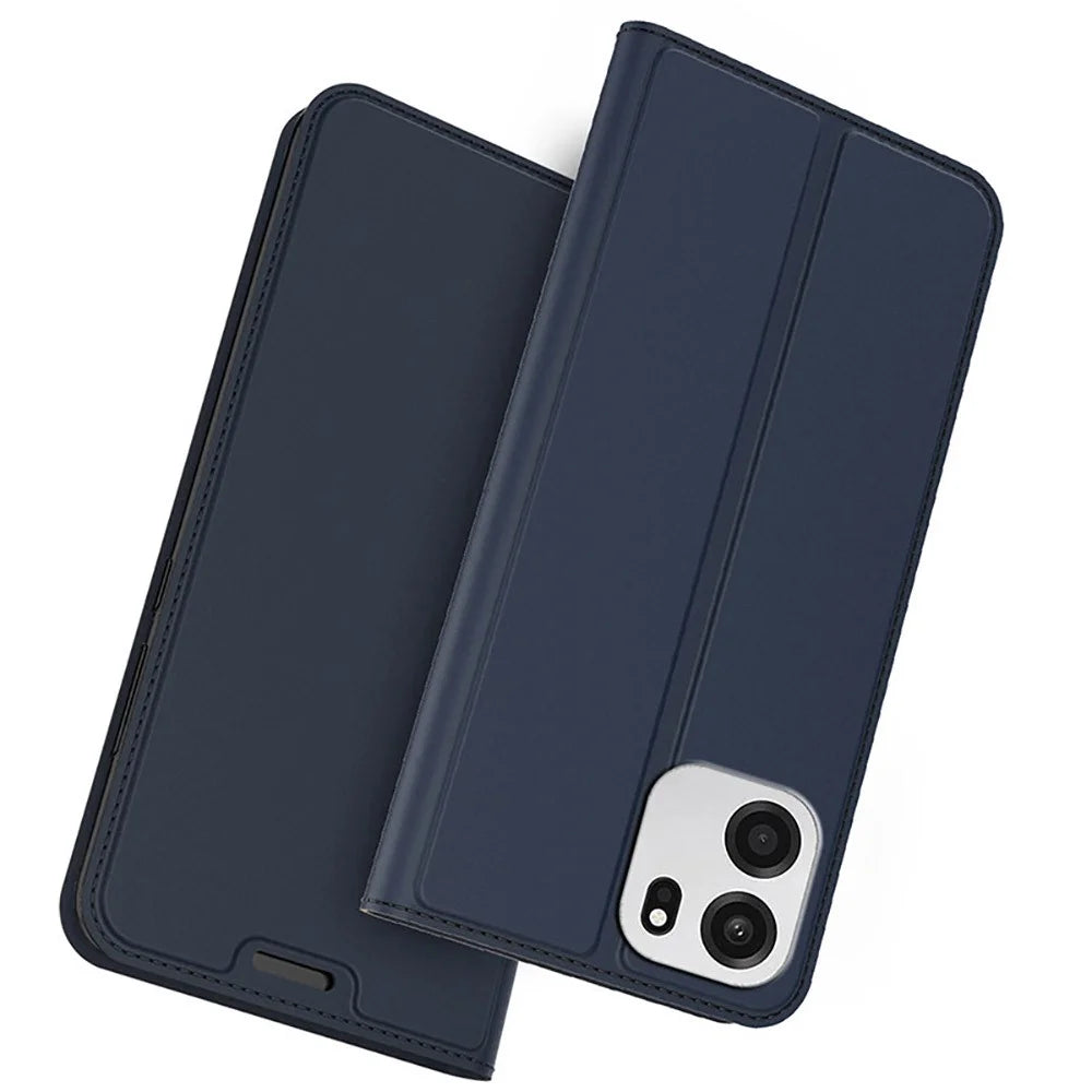 For OnePlus Turbo 6V 5G Case PU Leather Phone Cover with Card Holder Stand - Blue - 1