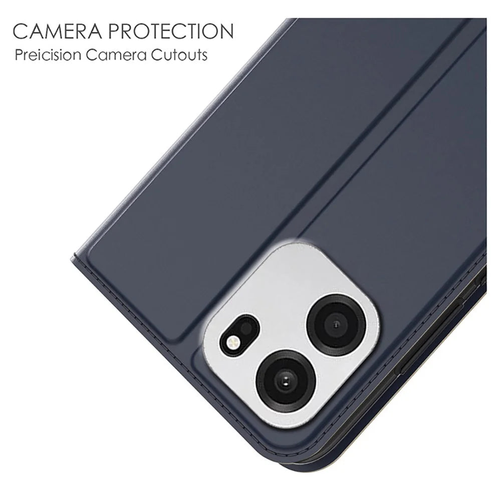 For OnePlus Turbo 6V 5G Case PU Leather Phone Cover with Card Holder Stand - Blue - 6