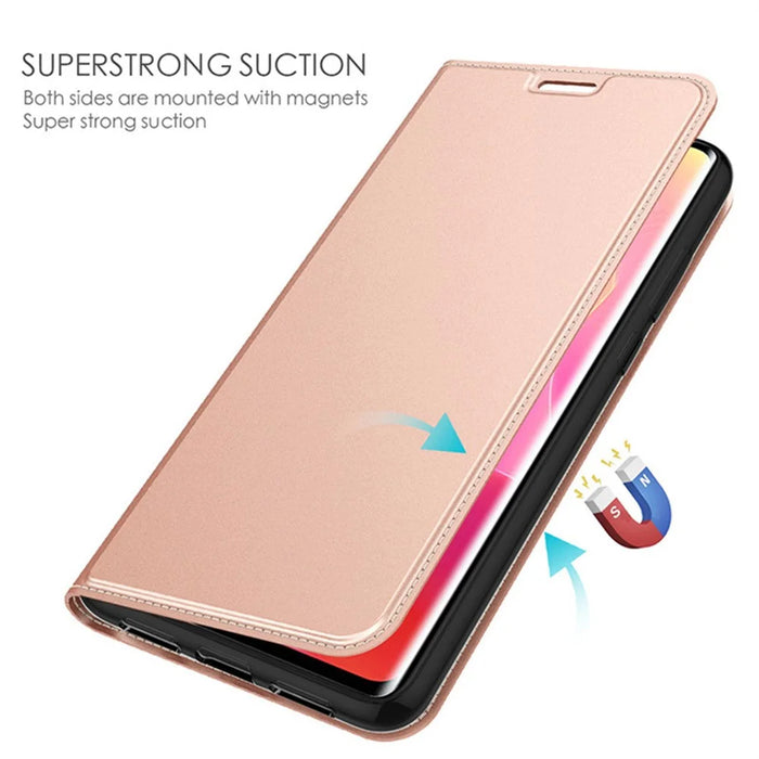For Realme 16 Pro 5G Case PU Leather Phone Cover with Card Holder Stand - Rose Gold - 3
