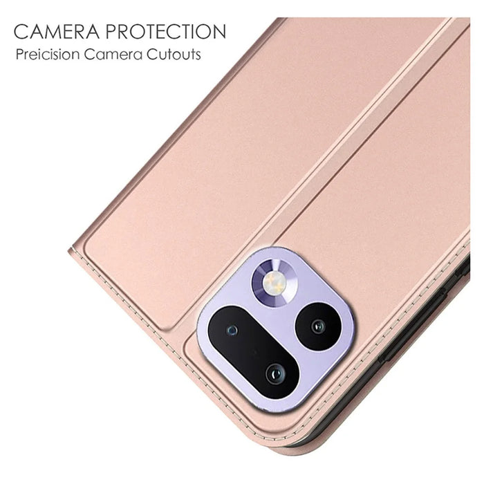 For Realme 16 Pro 5G Case PU Leather Phone Cover with Card Holder Stand - Rose Gold - 5