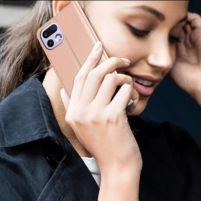 For Realme 16 Pro 5G Case PU Leather Phone Cover with Card Holder Stand - Rose Gold - 6