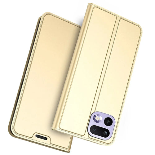 For Realme 16 Pro+ 5G Case PU Leather Phone Cover with Card Holder Stand - Gold - 1