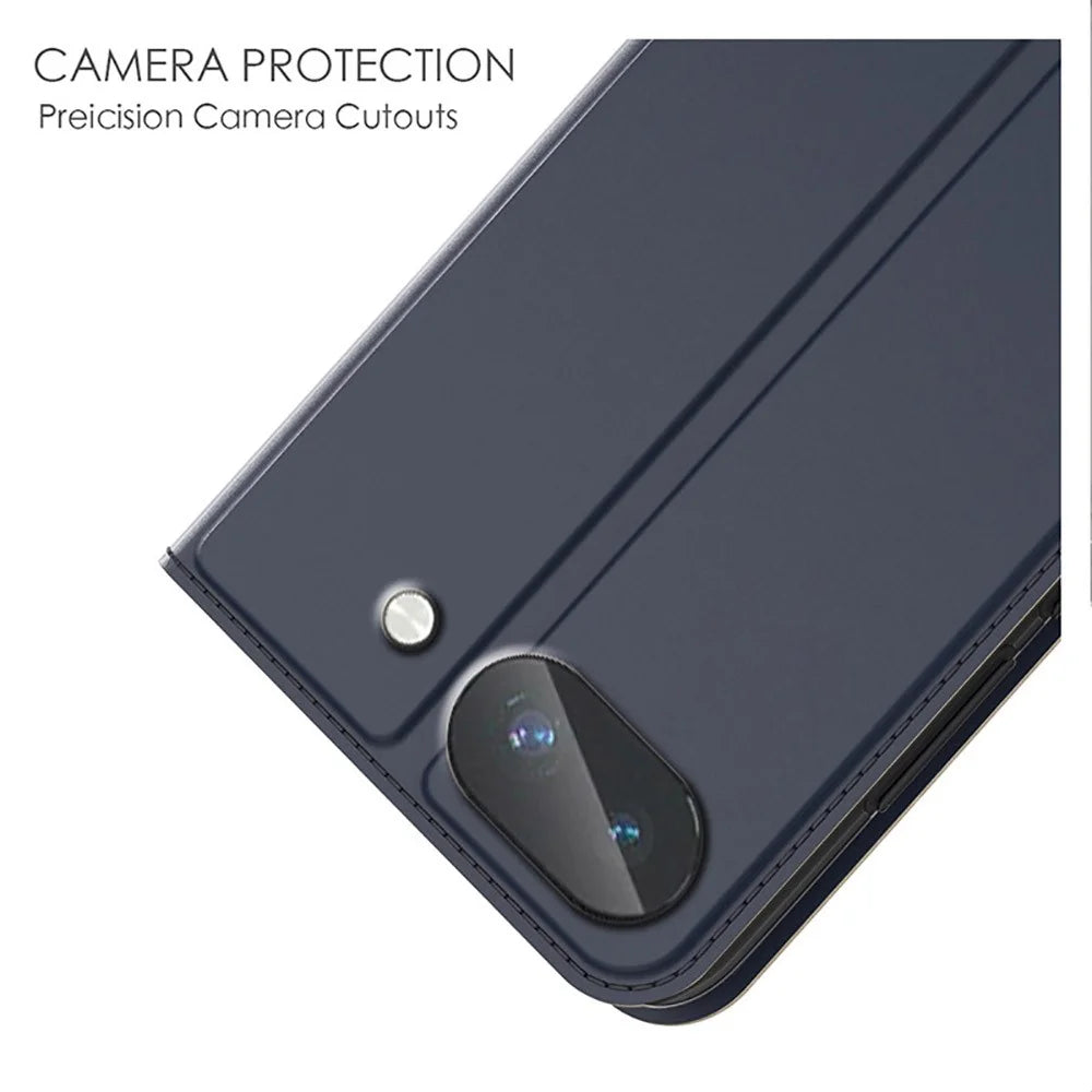 For Google Pixel 10a Case PU Leather Phone Cover with Card Holder Stand - Blue - 5